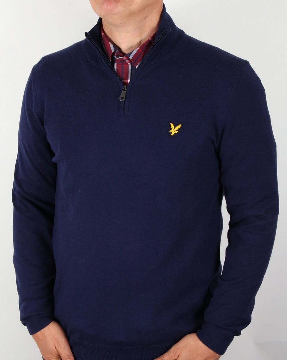 Lyle And Scott Quarter Zip Cotton Merino Jumper Navy