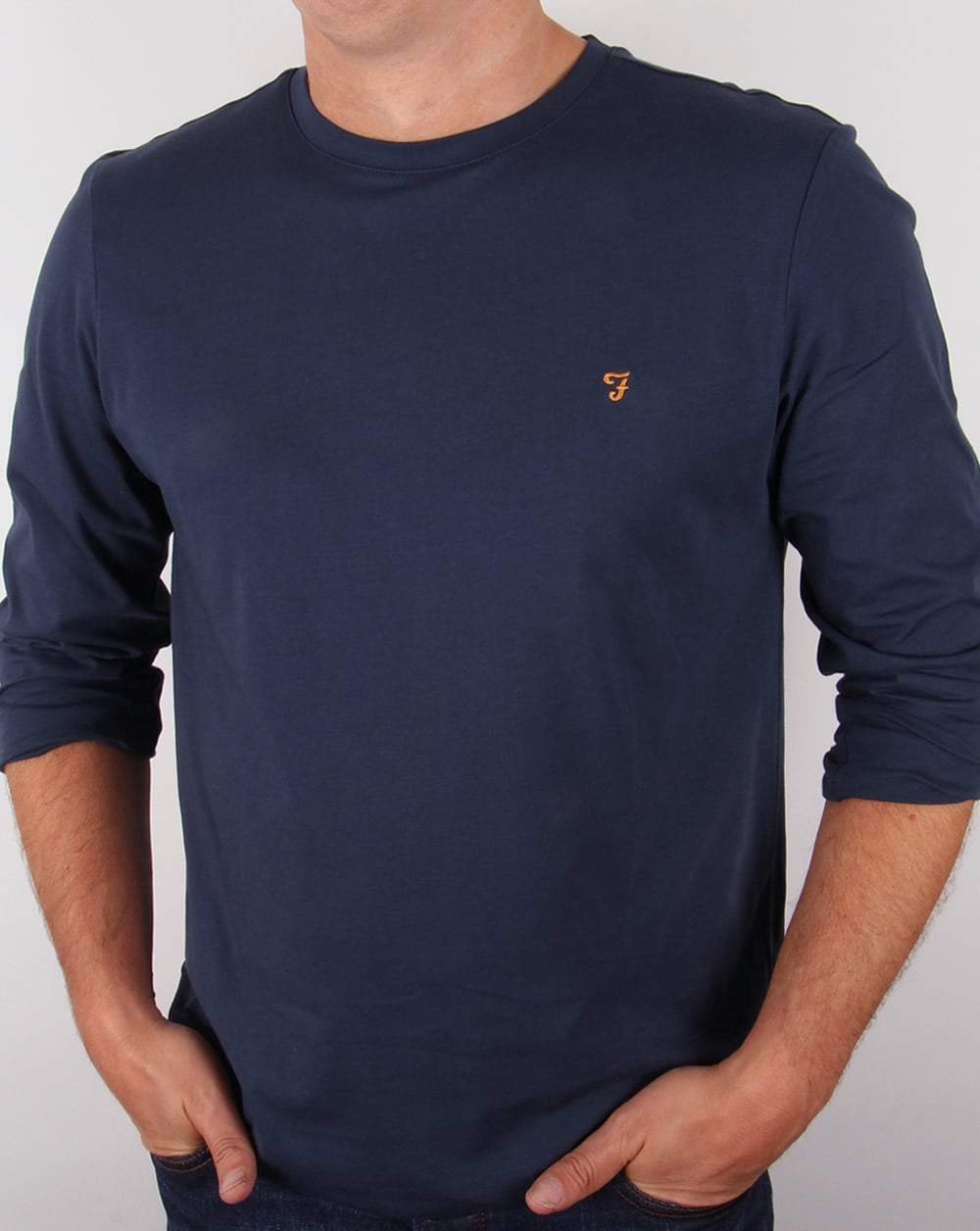 Farah Long Sleeve Denny Logo T-shirt Navy