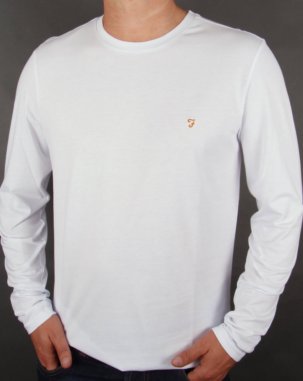 Farah Long Sleeve Denny Logo T-shirt White