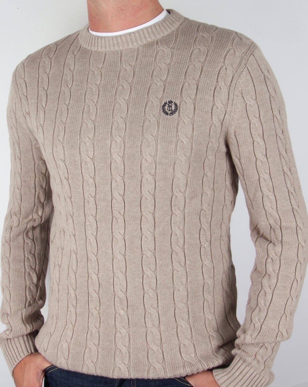 Henri Lloyd Kramer Cable Knit Jumper Driftwood Marl