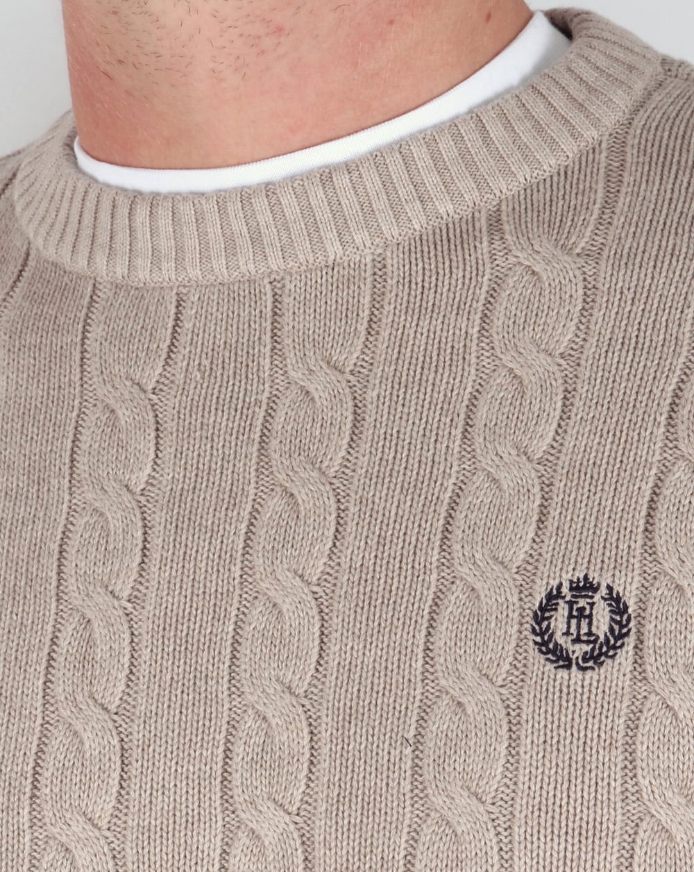 Henri Lloyd Kramer Cable Knit Jumper Driftwood Marl