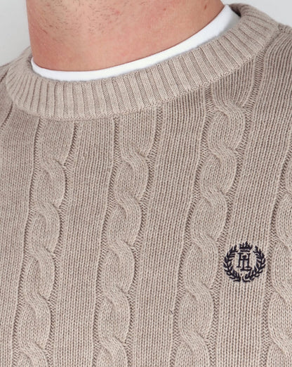 Henri Lloyd Kramer Cable Knit Jumper Driftwood Marl