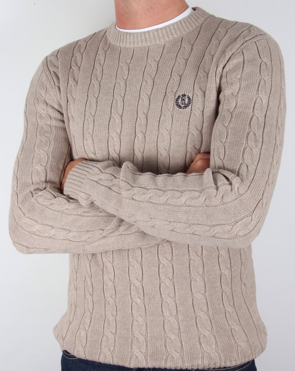 Henri Lloyd Kramer Cable Knit Jumper Driftwood Marl