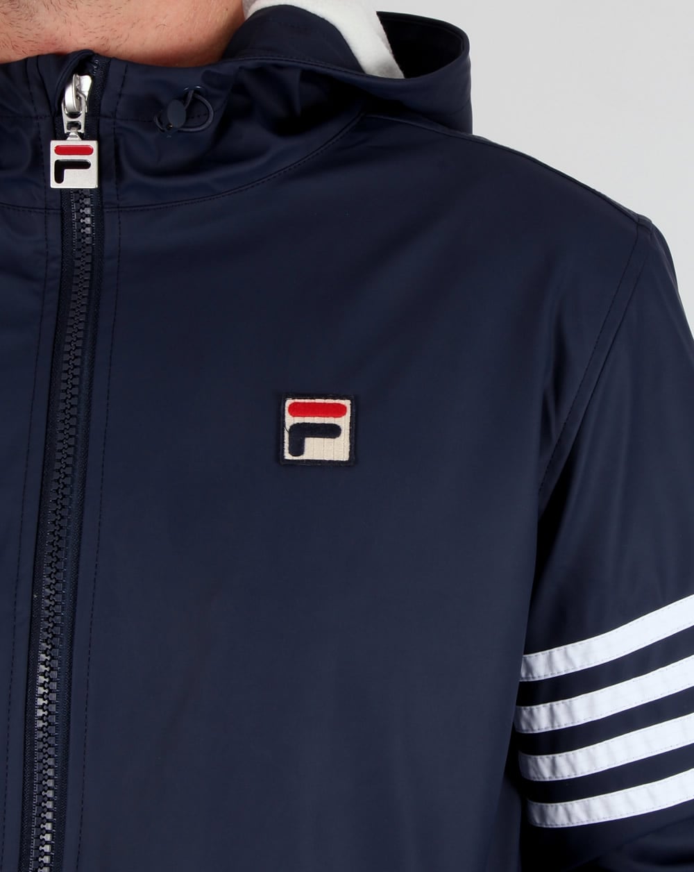 Fila Vintage 4 stripe Hooded Parka Navy