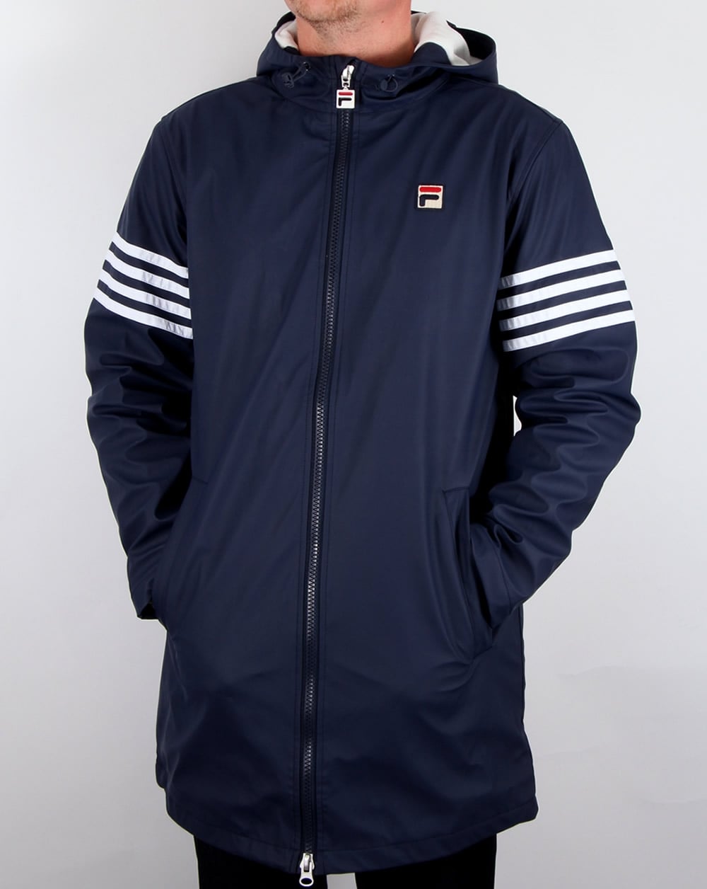 Fila Vintage 4 stripe Hooded Parka Navy