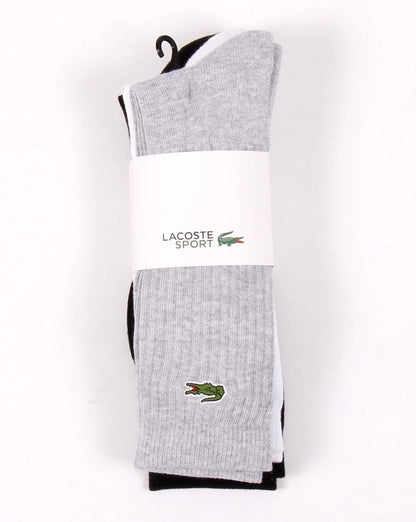 Lacoste Sport Tennis Socks 3 Pack White/grey/black