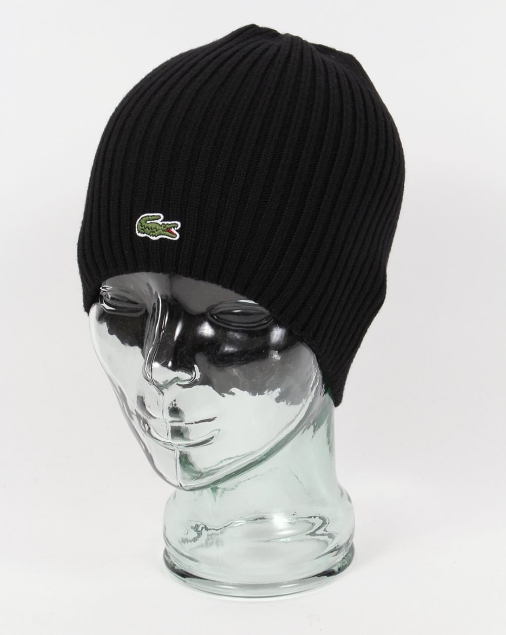 Lacoste Ribbed Wool Beanie Black