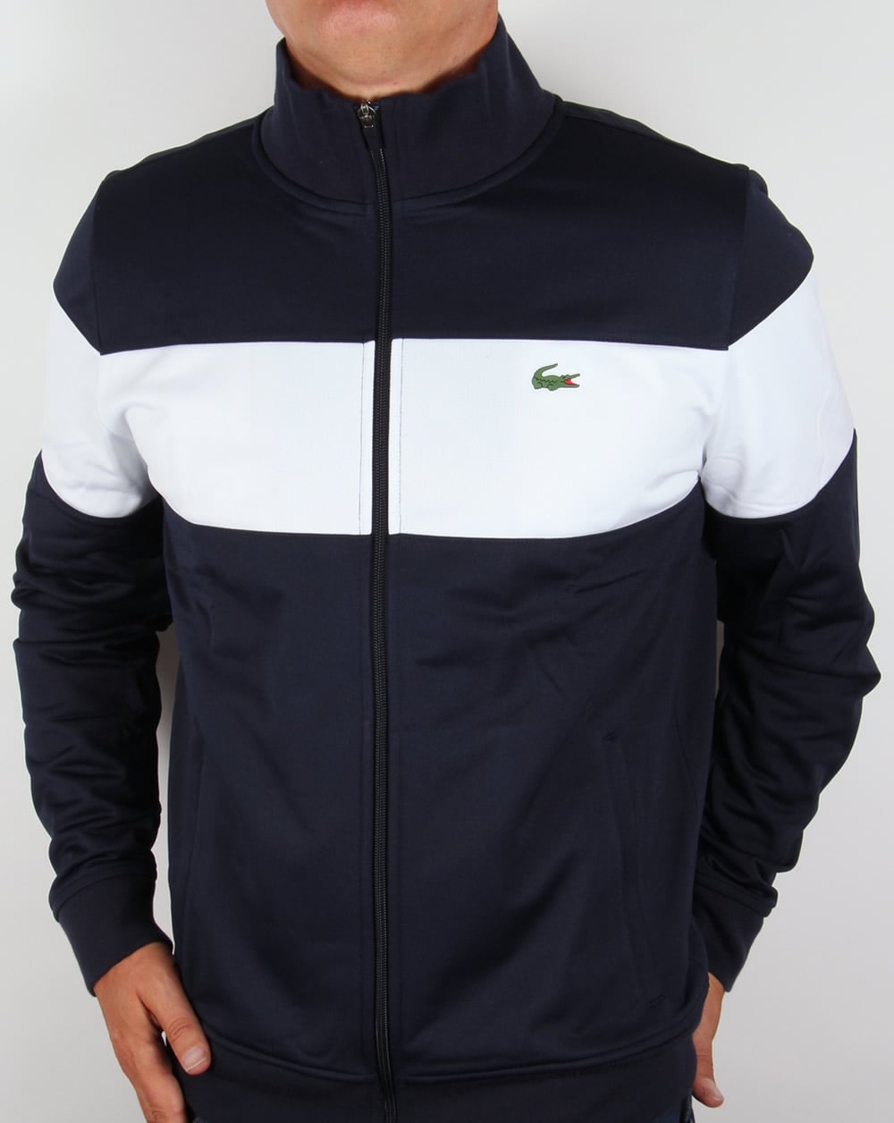 Lacoste Bold Stripe Track Top Navy/White