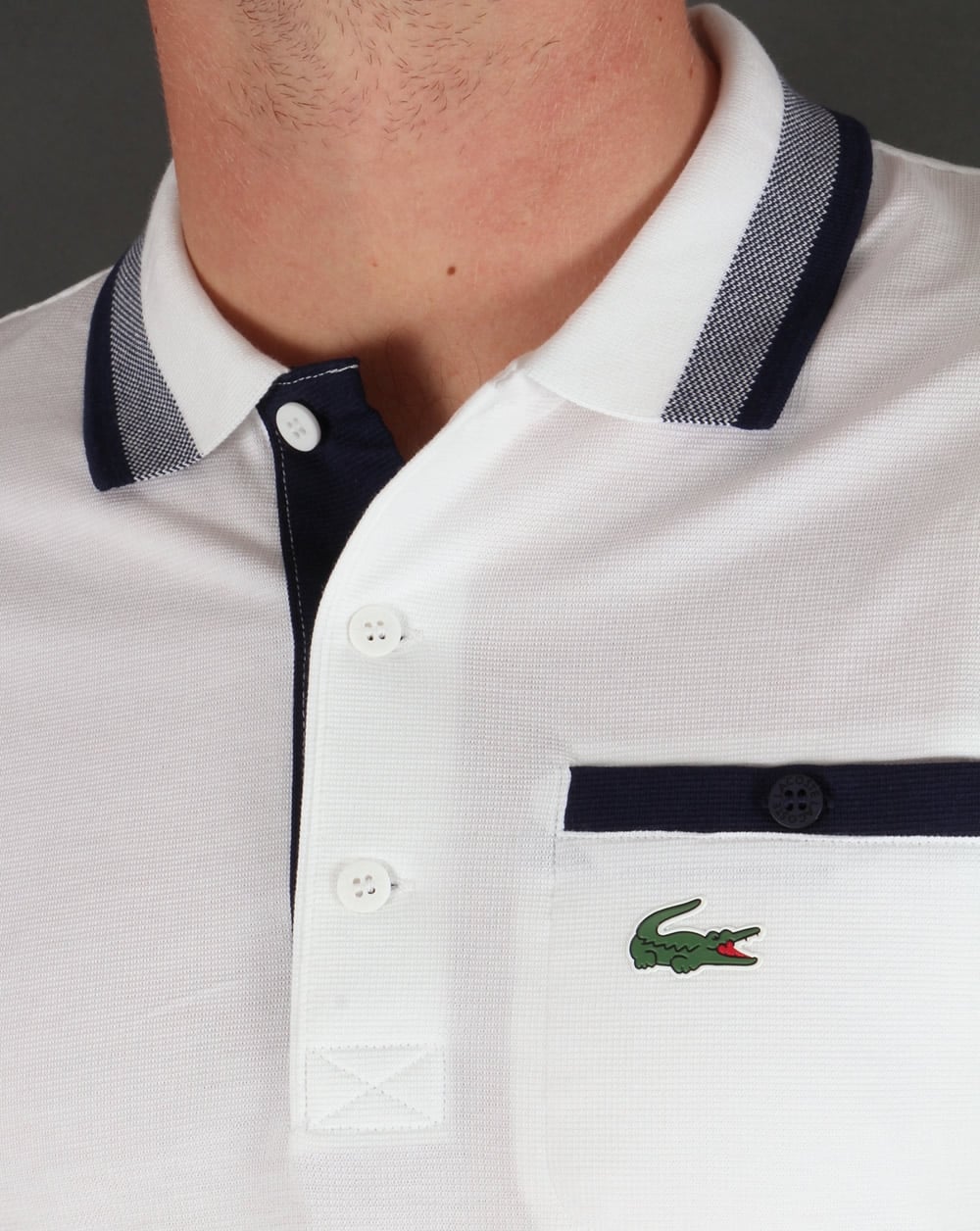 Lacoste Pocket Polo Shirt White/Navy