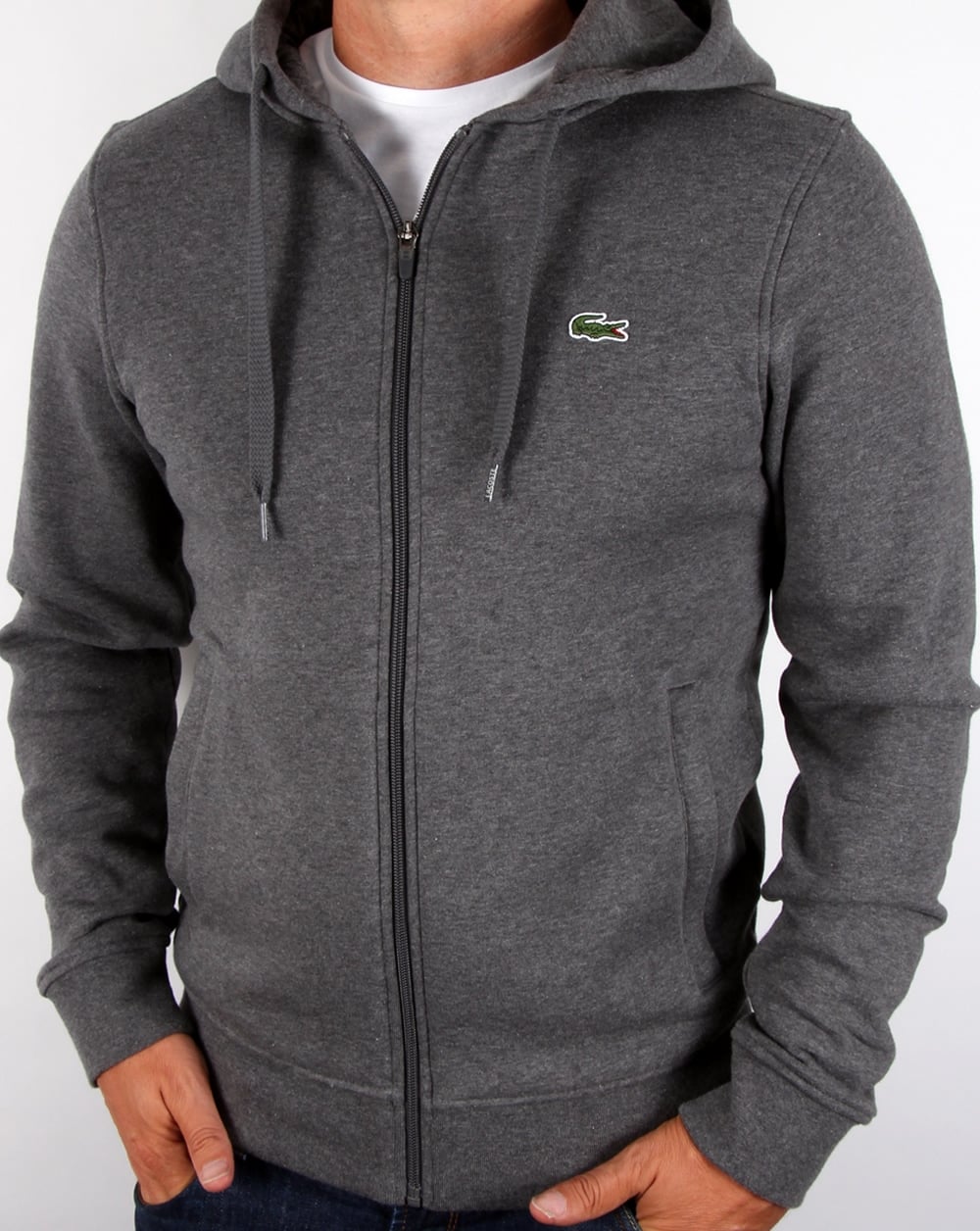 Lacoste Hooded Full Zip Sweatshirt Dark Grey