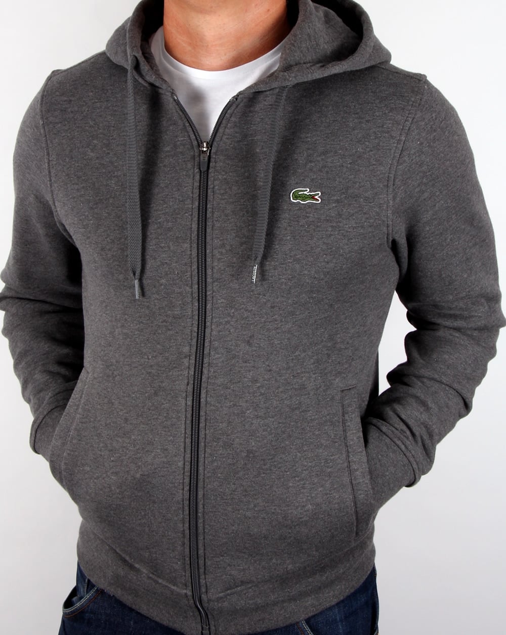 Lacoste Hooded Full Zip Sweatshirt Dark Grey