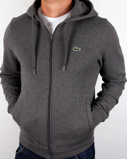 Lacoste Hooded Full Zip Sweatshirt Dark Grey