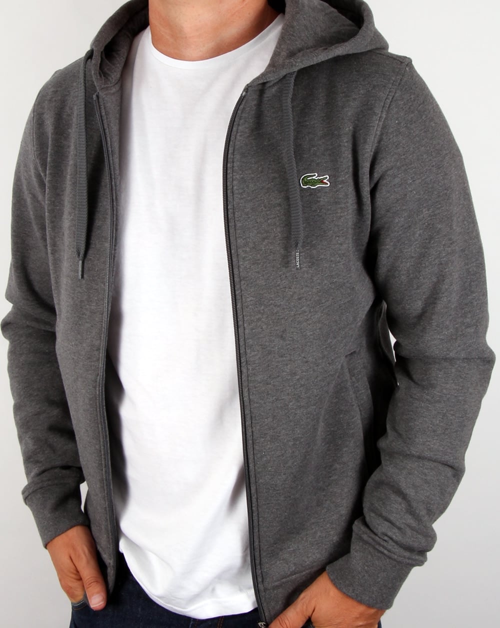 Lacoste Hooded Full Zip Sweatshirt Dark Grey