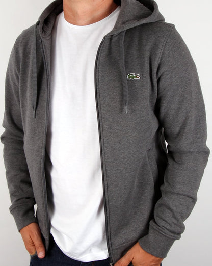 Lacoste Hooded Full Zip Sweatshirt Dark Grey