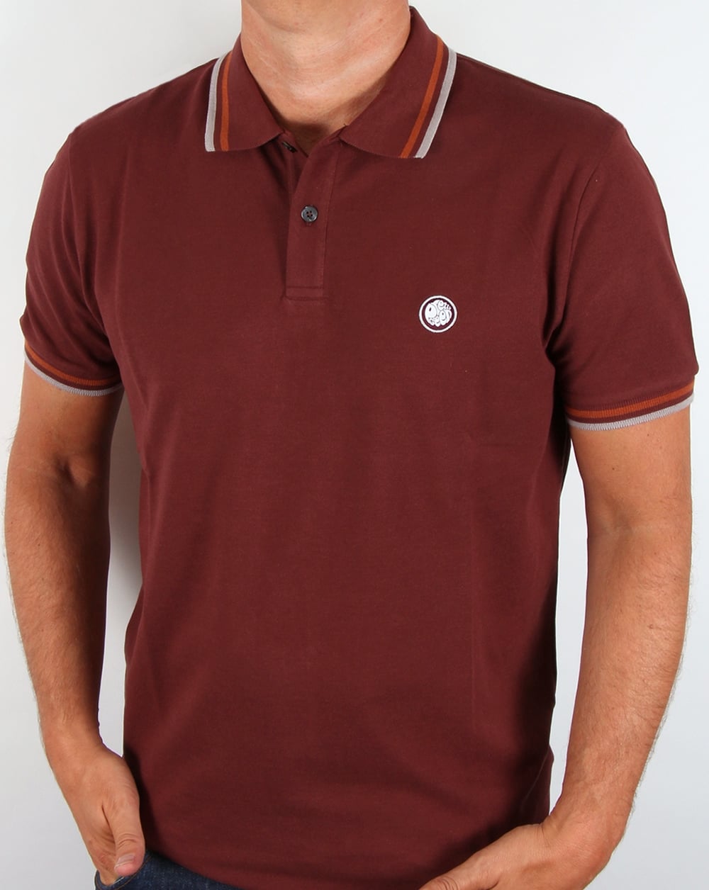 Pretty Green Tipped Polo Shirt Deep Burgundy