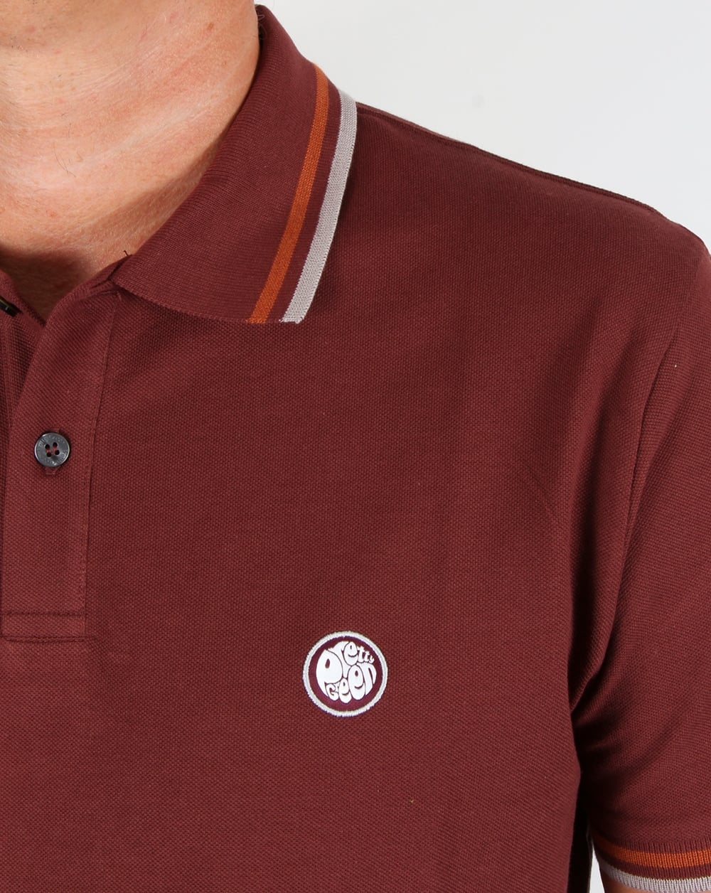 Pretty Green Tipped Polo Shirt Deep Burgundy