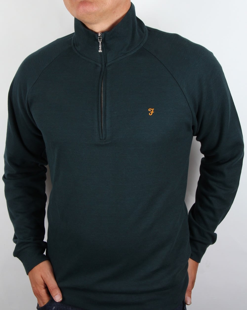 Farah QTR Zip jumper Deep Green
