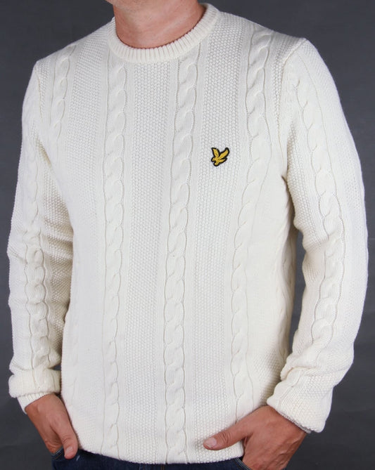 Lyle and Scott Lyle And Scott Cable Knit Lambswool Jumper Ivory