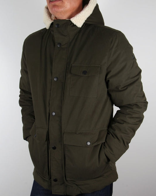Lyle and Scott Lyle And Scott Shearling Lined Parka Dark Sage