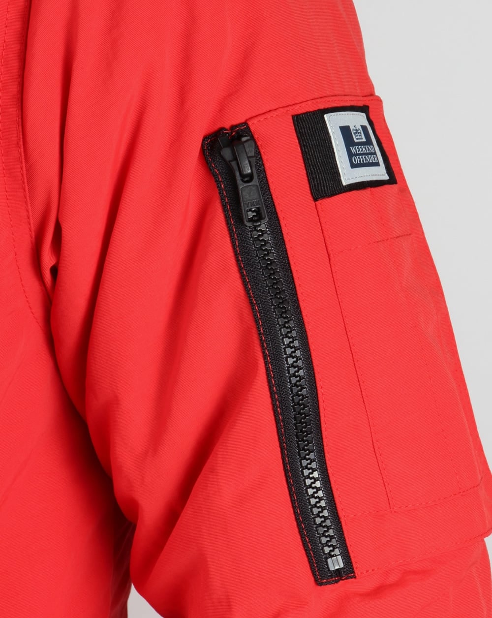 Weekend Offender Fur Bomber Jacket Red