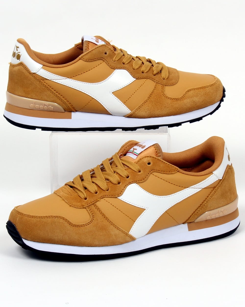 Diadora Camaro Leather Trainers Amber Gold