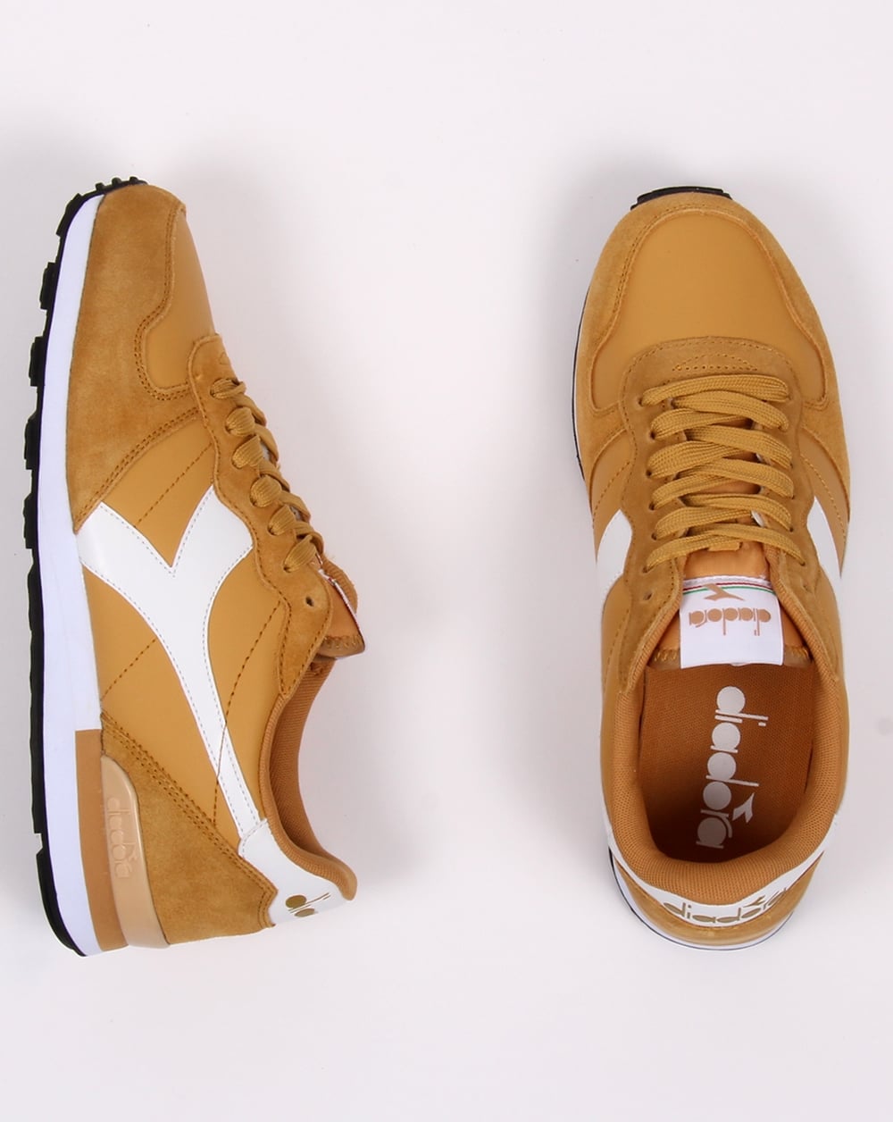 Diadora Camaro Leather Trainers Amber Gold