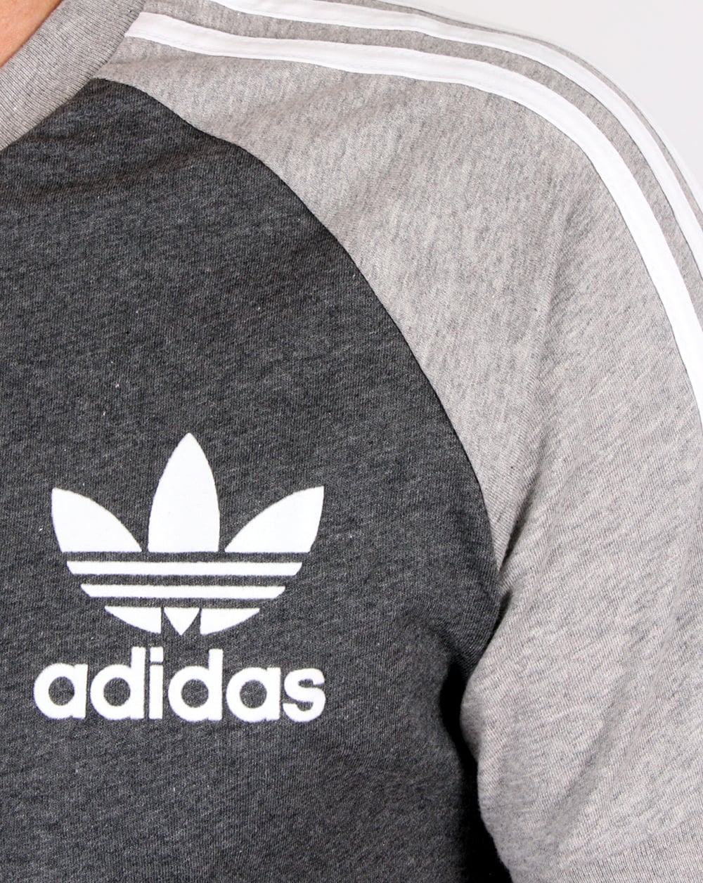 Adidas Originals Retro 3 Stripe T-shirt Dark Grey/light Grey