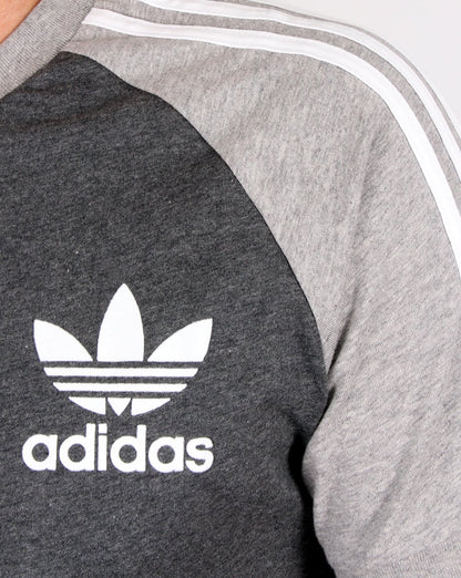 Adidas Originals Retro 3 Stripe T-shirt Dark Grey/light Grey