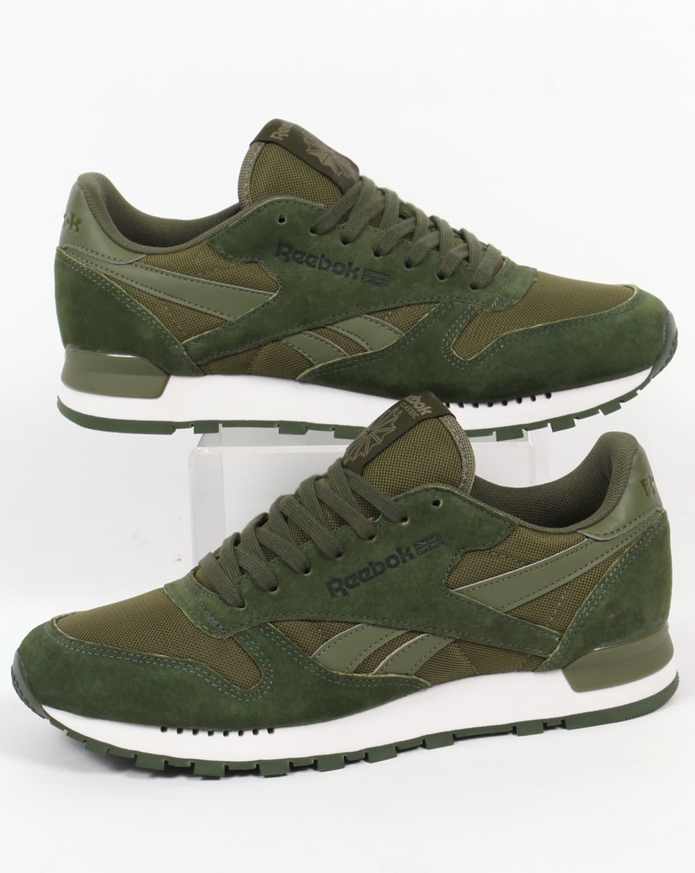 Reebok Classic Leather Clip Trainers Moss Green