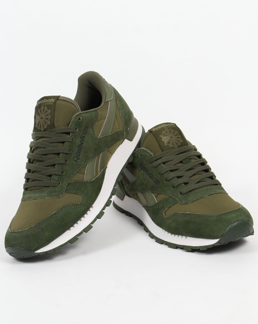 Reebok Classic Leather Clip Trainers Moss Green