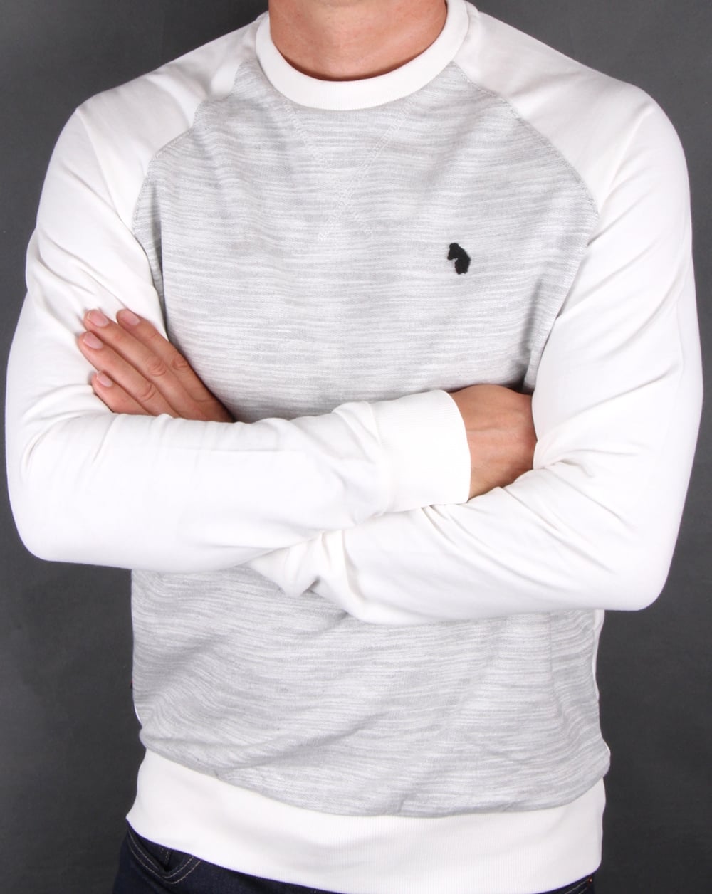 Luke Spaced Guy Mixed Fabric Sweatshirt Mid Marl Grey