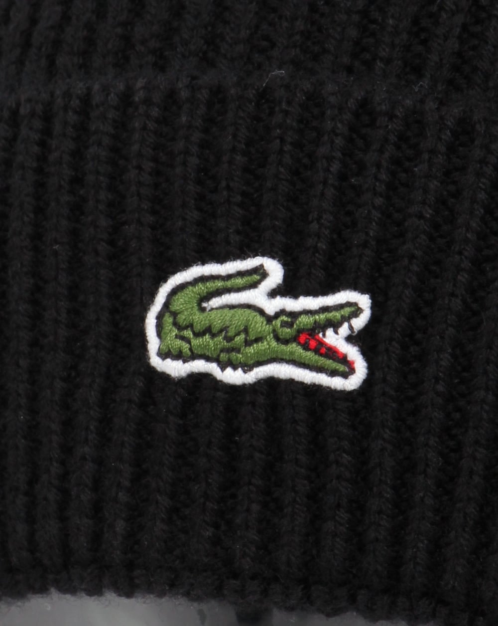 Lacoste Turn Up Ribbed Wool Beanie Black