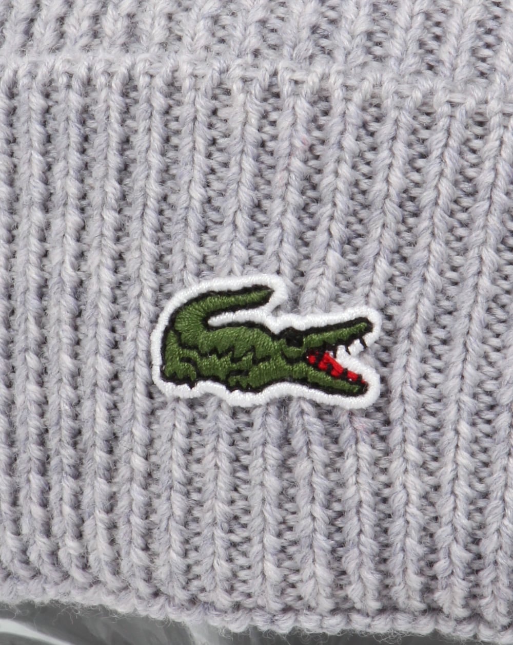 Lacoste Turn Up Ribbed Wool Beanie Silver