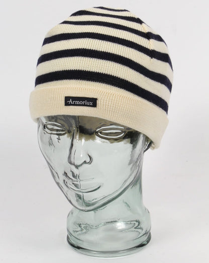 Armor-lux Striped Beanie Hat Nature/Navy