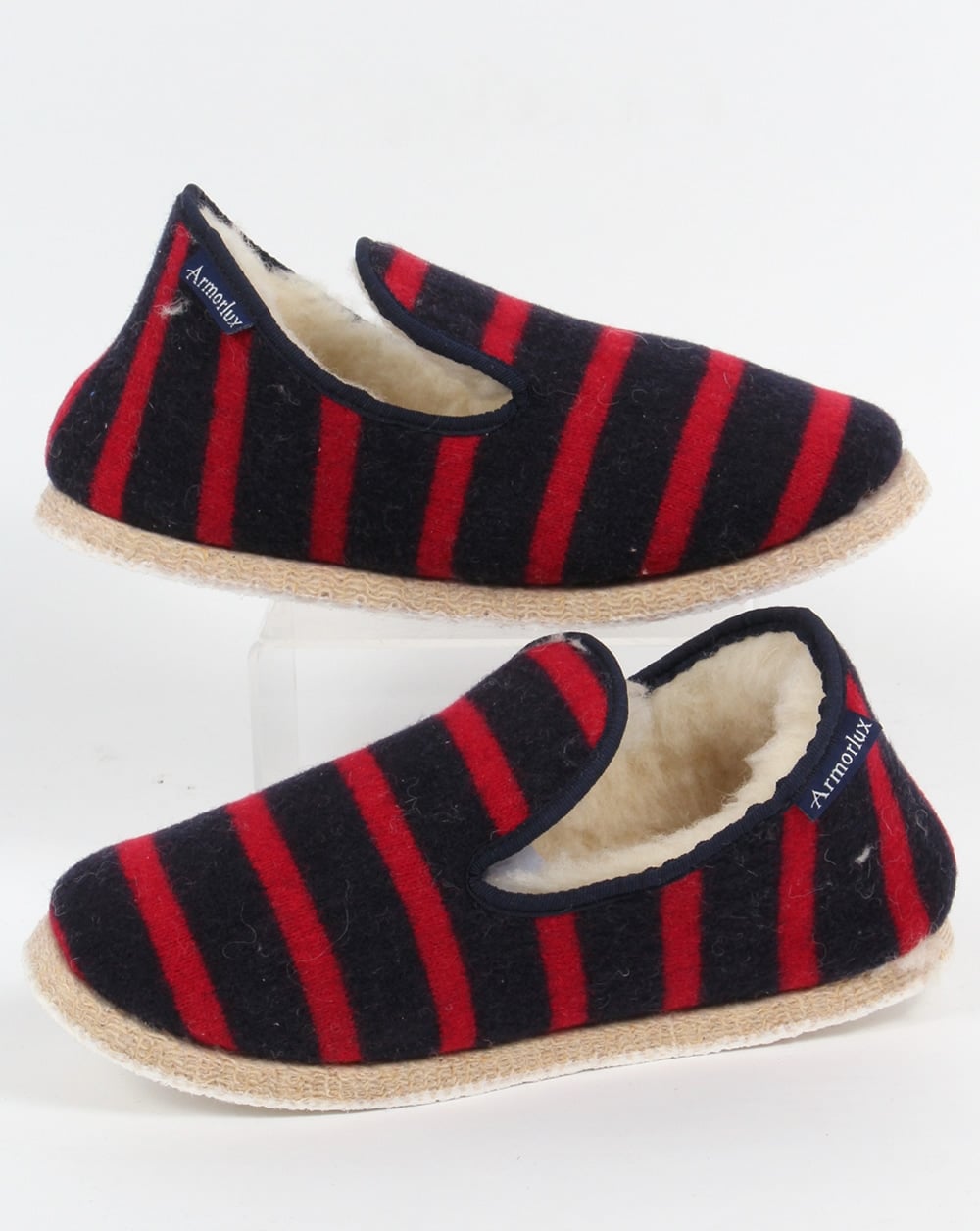 Armor-lux Wool Slippers Navy/red