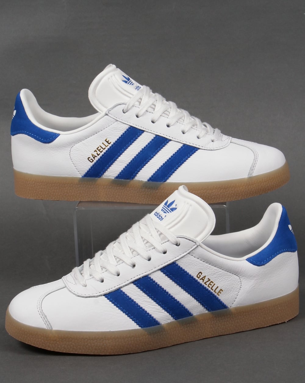 Adidas Gazelle Leather Trainers White/Royal Gum