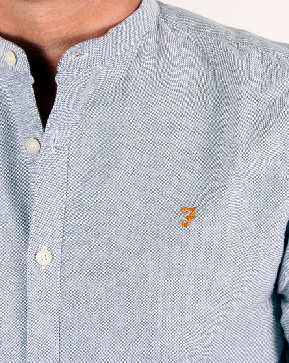 Farah Brewer Grandad Collar Shirt Anthracite