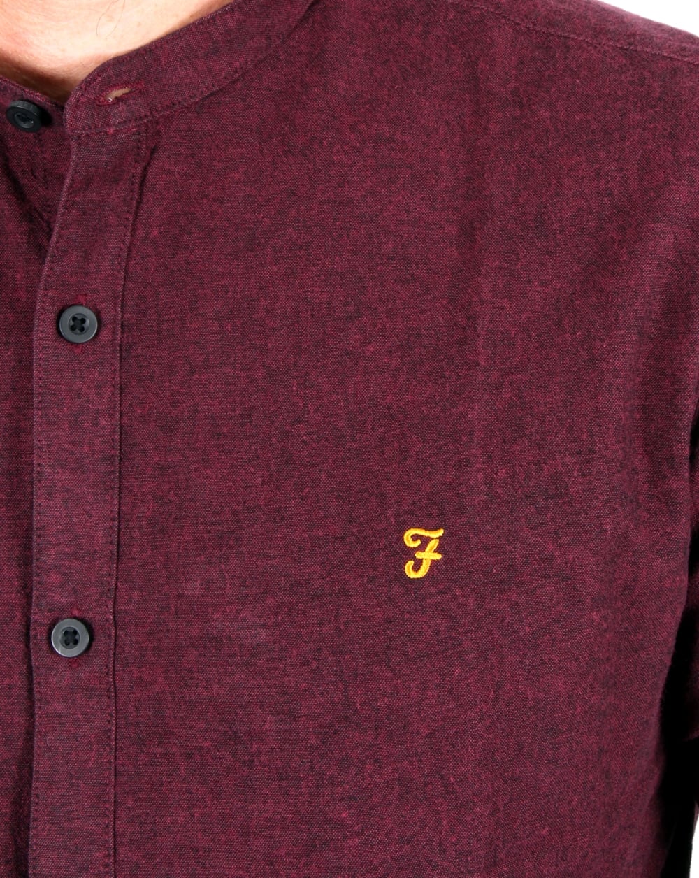 Farah Steen Grandad Collar Shirt Bordeaux
