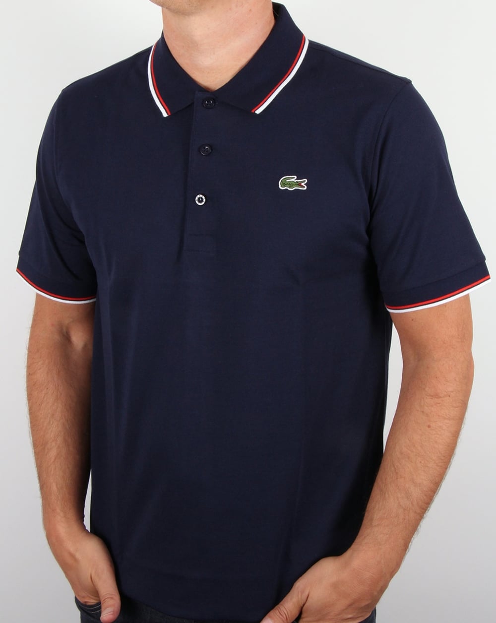 Lacoste Tipped Polo Shirt Navy/Red