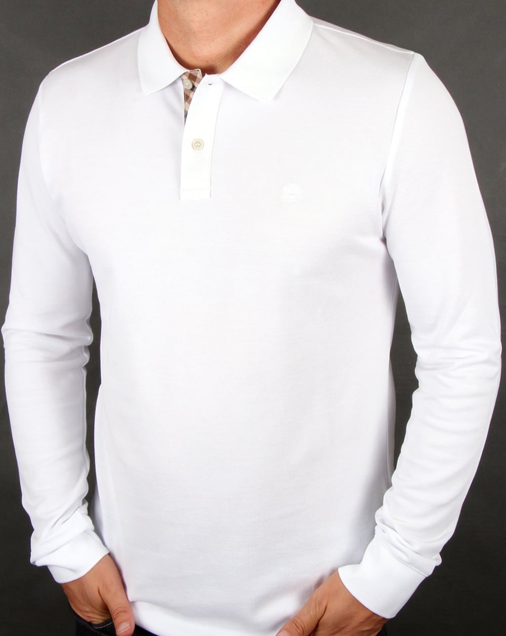 Aquascutum Hilton Long Sleeve Polo Shirt White