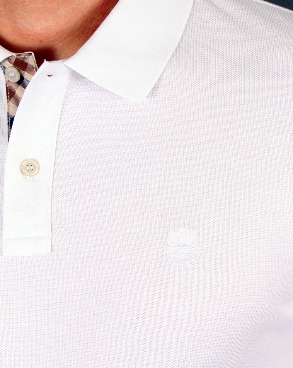 Aquascutum Hilton Long Sleeve Polo Shirt White