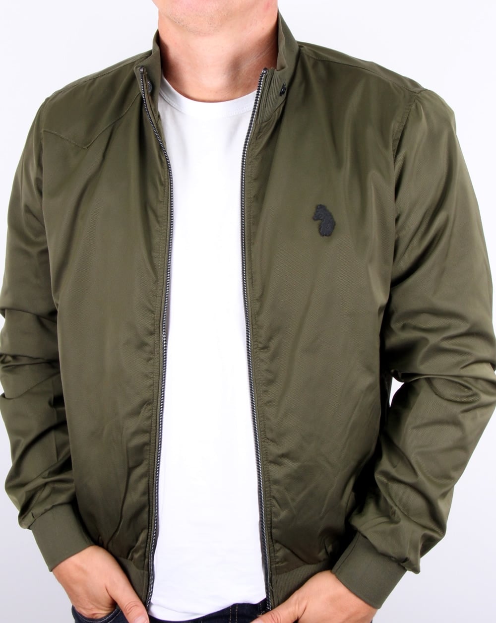 Luke Fluff Nut Funnel Neck Bomber Jacket Khaki