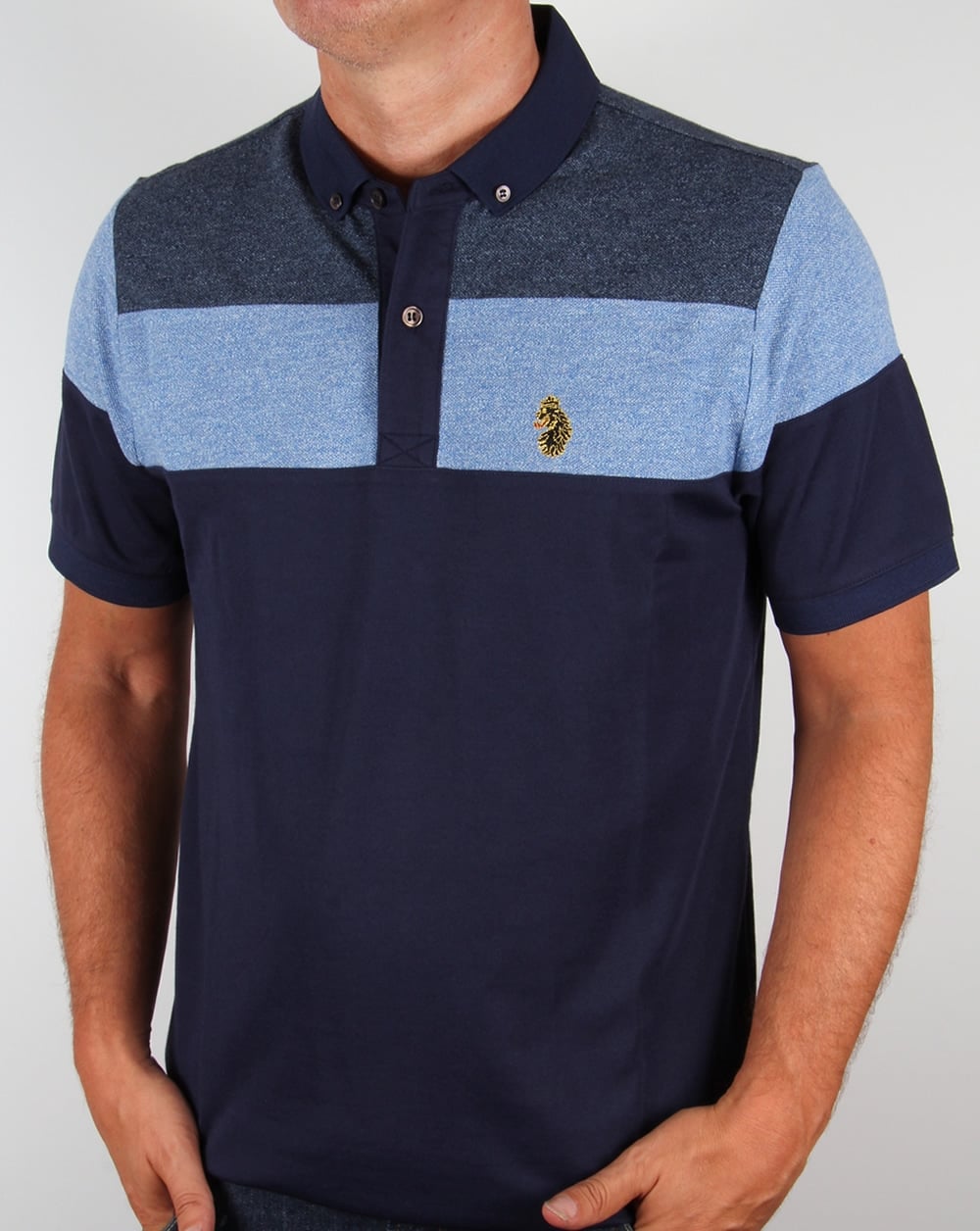 Luke Mickey Spacer Striped Polo Shirt Royal