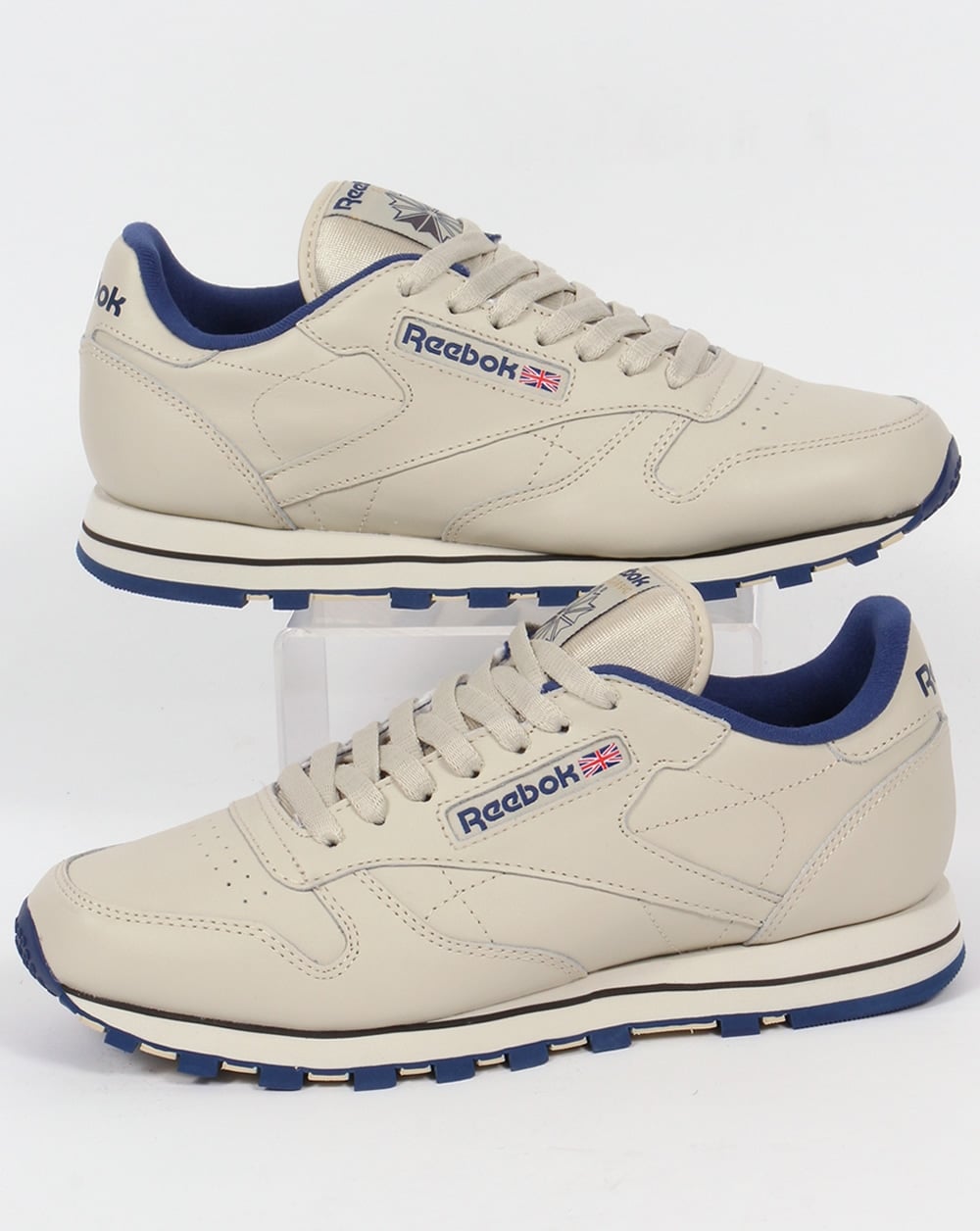 Reebok Classic Leather Trainers Ecru/Navy