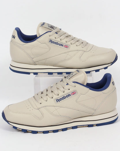 Reebok Classic Leather Trainers Ecru/Navy