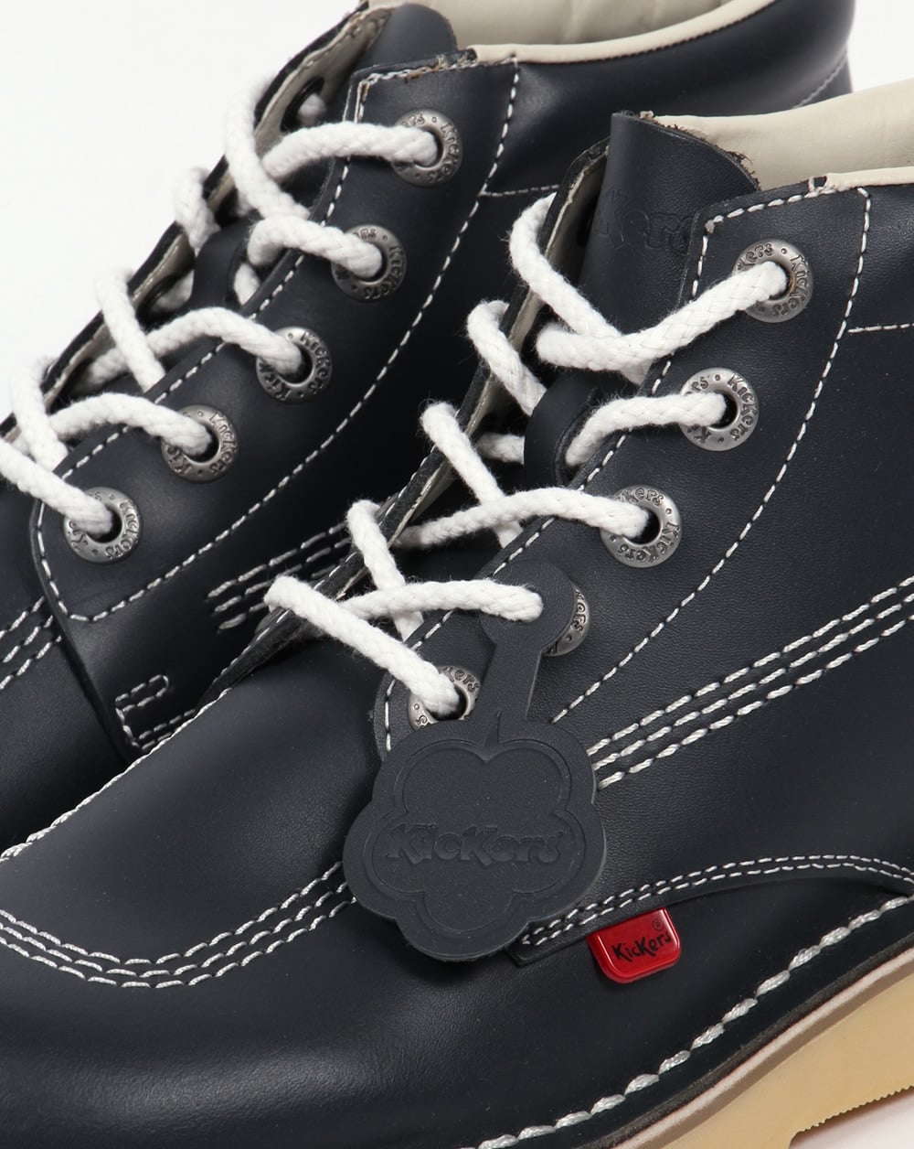 Kickers Kick Hi Boots In Leather Navy