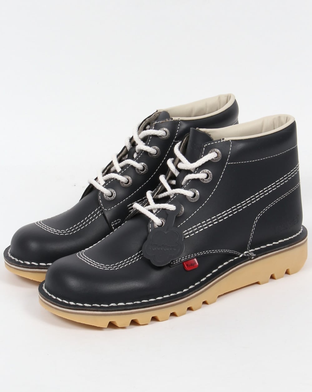 Kickers Kick Hi Boots In Leather Navy