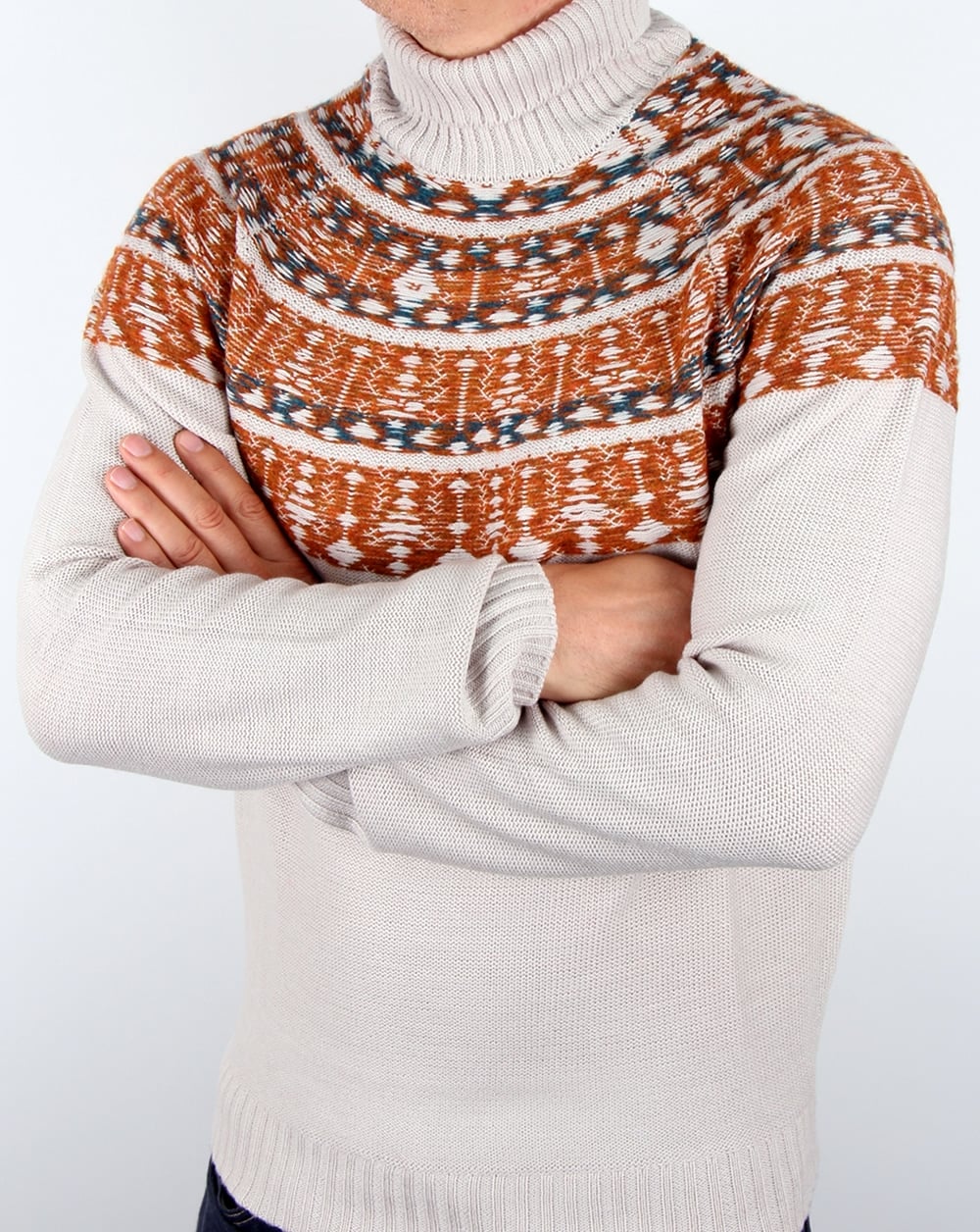Pretty Green Abbott Knitted Roll Neck Stone