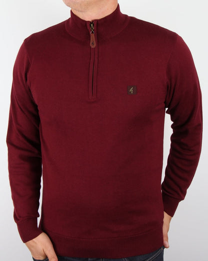 Gabicci Vintage Quarter Zip Jumper Port