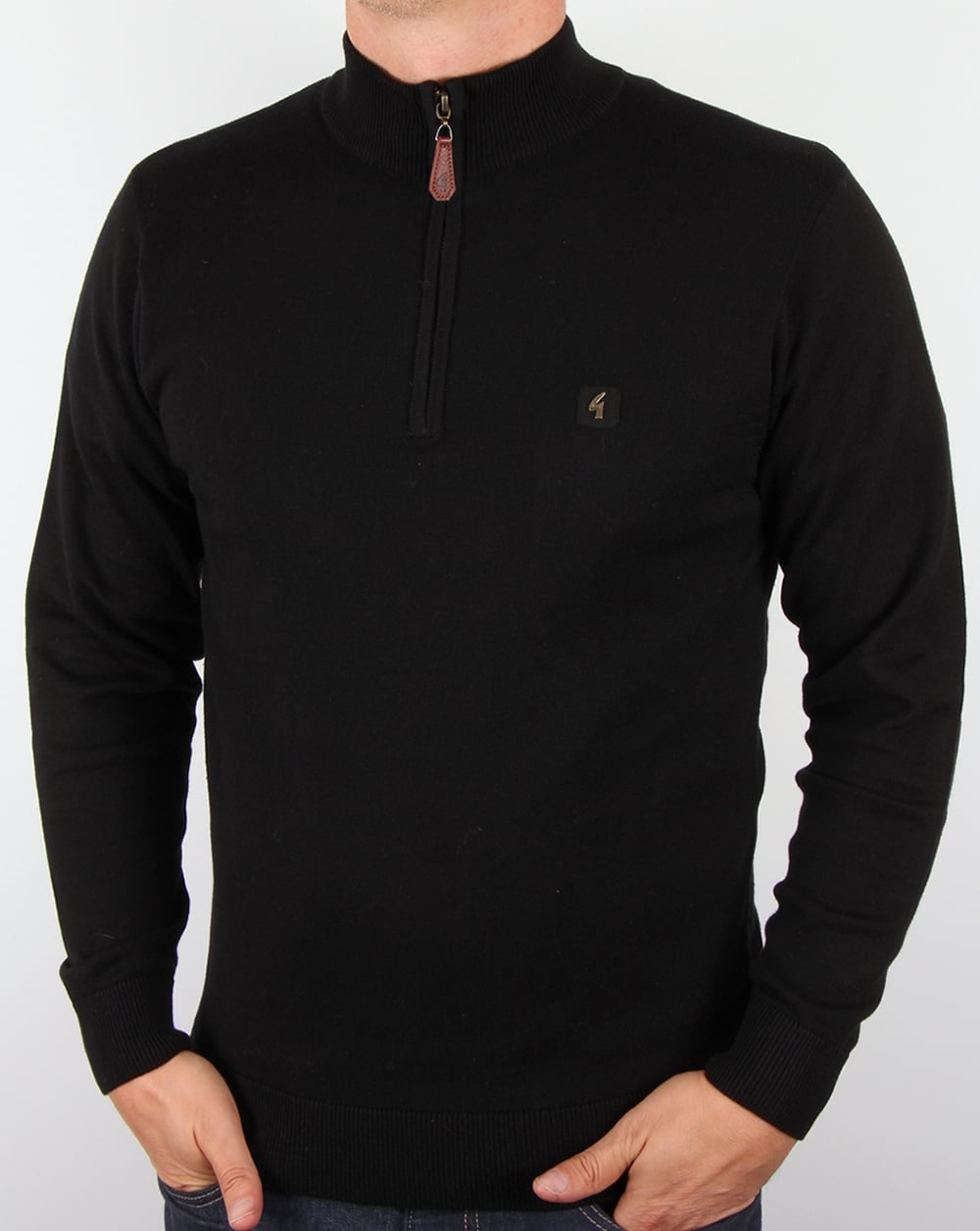 Gabicci Vintage Quarter Zip Jumper Black